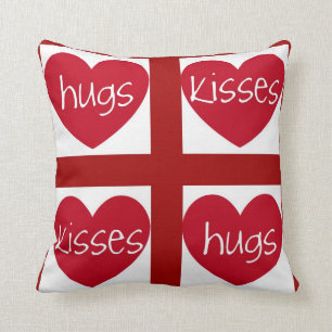 Hearts, Hugs and Kisses Throw Pillow