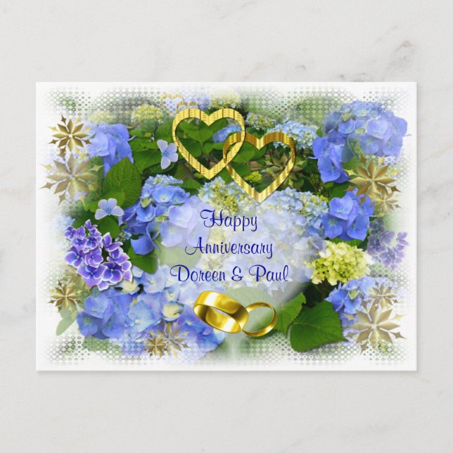 HEARTS & HYDRANGEAS ~ Postcard (Front)