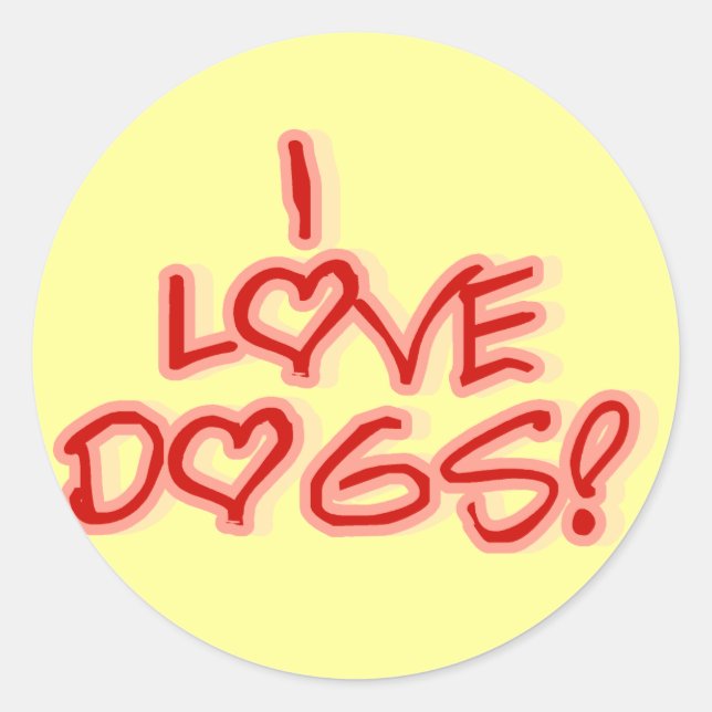Hearts I Love Dogs Tshirts and Gifts Classic Round Sticker (Front)