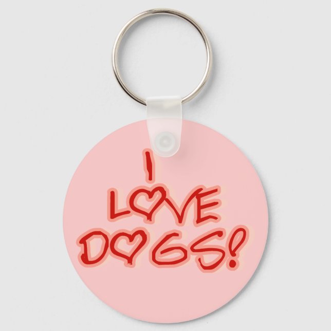 Hearts I Love Dogs Tshirts and Gifts Keychain (Front)