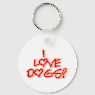 Hearts I Love Dogs Tshirts and Gifts Keychain
