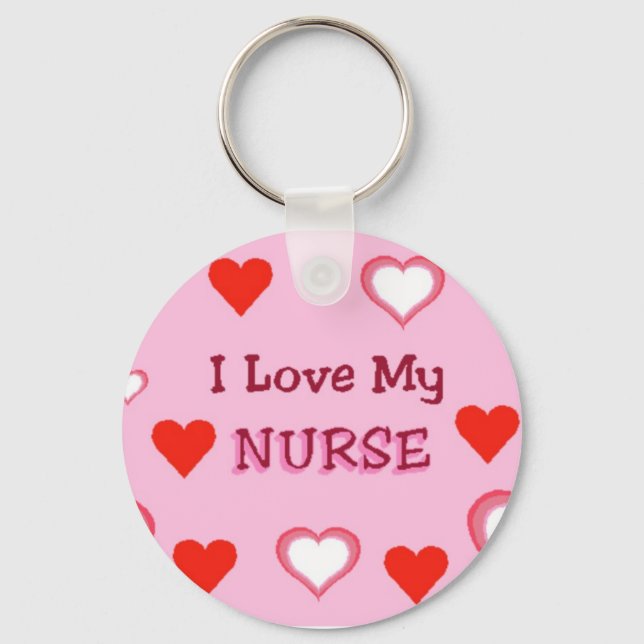Hearts: I Love My Nurse Keychain (Front)