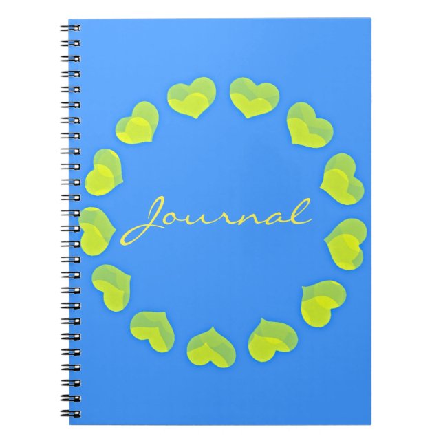 Hearts in a Circle on Turquoise Journal Notebook (Front)