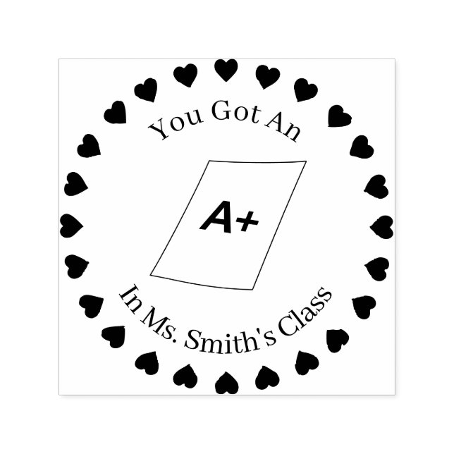Hearts in a Circle, Teacher A+ Self-inking Stamp (Design)