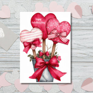 Hearts in a Pot Valentine`s Day Card 