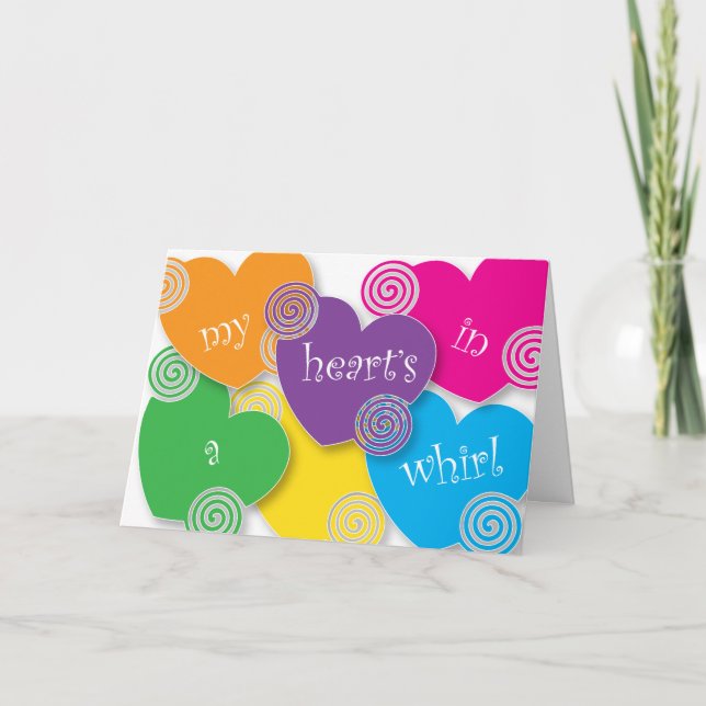 Heart's in a Whirl Valentine Holiday Card (Front)