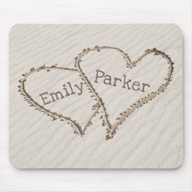 Hearts in Beach Sand Mouse Pad (Front)