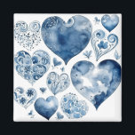 Hearts in Delft Blue  Magnet<br><div class="desc">Hearts in Delft Blue colours</div>