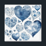 Hearts in Delft Blue  Magnet<br><div class="desc">Hearts in Delft Blue colours</div>