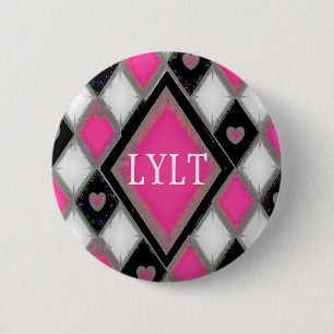 Hearts in Diamonds - Distressed (Personalize) 2 Inch Round Button