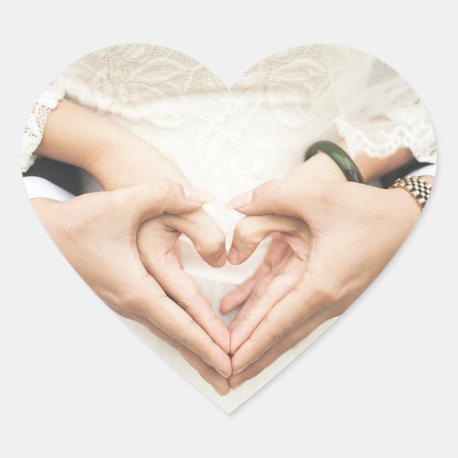 Hearts in Our Hands Wedding Heart Sticker (Front)