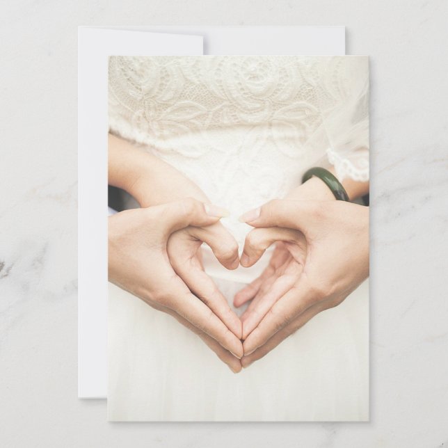 Hearts in Our Hands Wedding Invitation (Front)