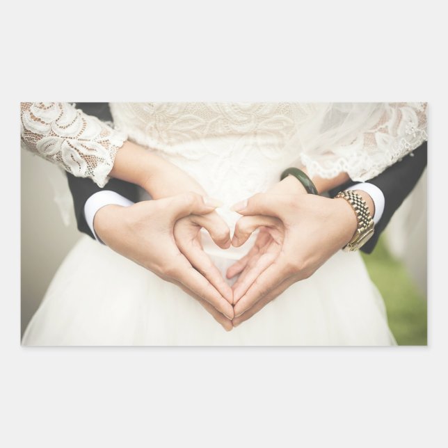Hearts in Our Hands Wedding Sticker (Front)