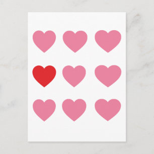 Hearts in Pink and Red Postcard