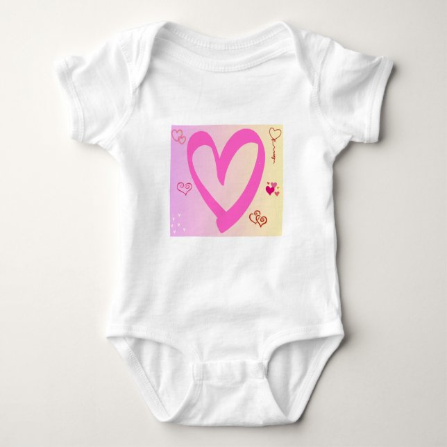 Hearts In Pink Gradient Baby Bodysuit (Front)