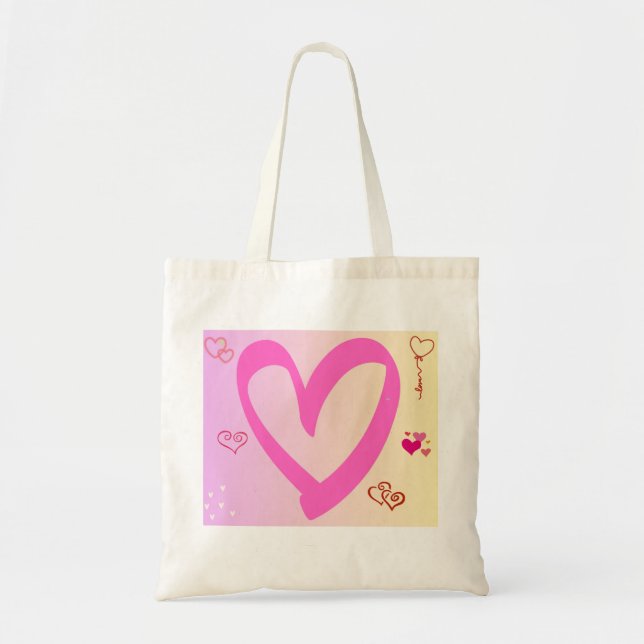 Hearts In Pink Gradient Tote Bag (Front)
