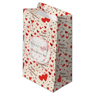 hearts in red and white valentine  small gift bag
