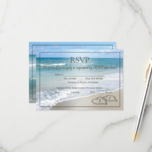 Hearts in the Sand Beach Wedding Monogram RSVP