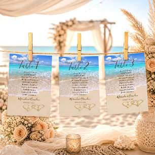 Hearts in the Sand Beach Wedding Seating Chart Table Number