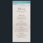 Hearts in the sand destination beach wedding menu<br><div class="desc">Features romantic turquoise water and white sand beach ,  and two hearts in the sand with the bride's and groom's initials on the back,  great for summer beach wedding,  or tropical destination wedding.</div>