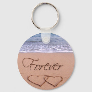Hearts in the sand forever keychain
