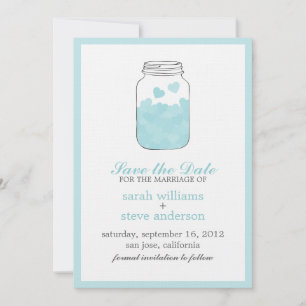 Hearts in Vintage Mason Jar Wedding Save the Date