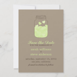 Hearts in Vintage Mason Jar Wedding Save the Date