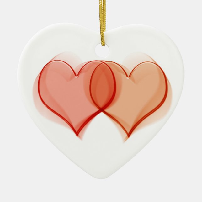 Hearts intertwined ceramic ornament (Front)