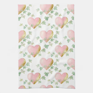 Hearts Intertwined with Ivy Kitchen Towel