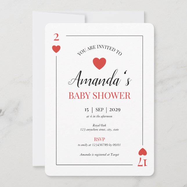 Hearts Jouer Carte Saint Valentin Baby shower (Devant)