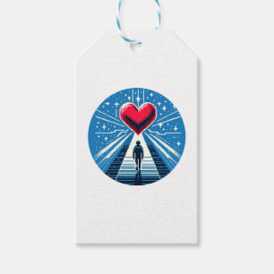 Heart's Journey in Pixels - Emotional Growth Art Gift Tags