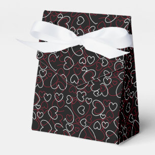 Hearts Jumble Red White Black Elegant Chic Design Favor Box