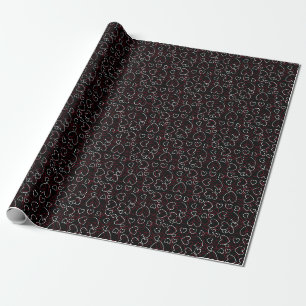 Hearts Jumble Red White Black Elegant Chic Design Wrapping Paper