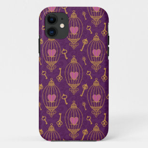 Hearts-keys-pattern iPhone 11 Case