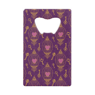 Hearts-keys-pattern Credit Card Bottle Opener