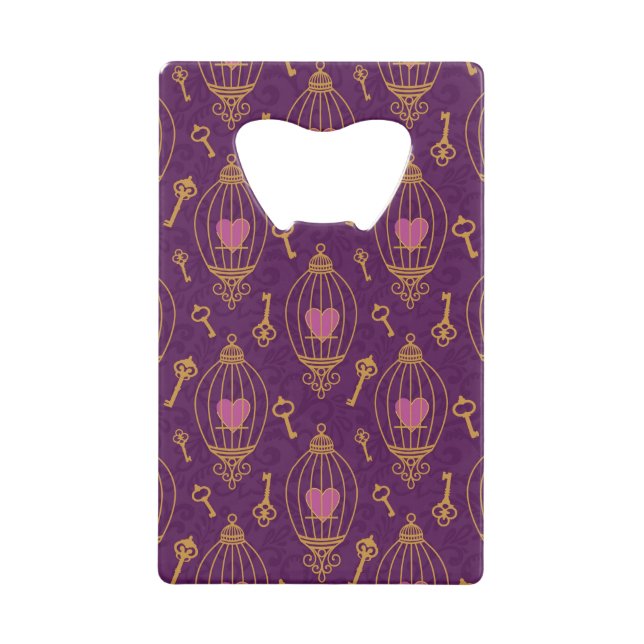 Hearts-keys-pattern Credit Card Bottle Opener (Front)