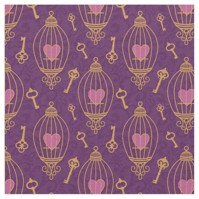 Hearts-keys-pattern Fabric (Close Up)