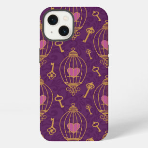 Hearts-keys-pattern iPhone 13 Case
