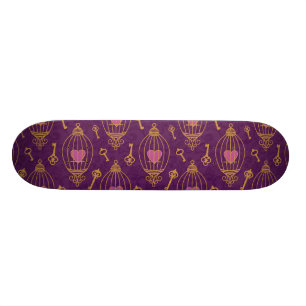 Hearts-keys-pattern Skateboard