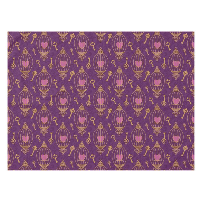 Hearts-keys-pattern Tablecloth (Front (Horizontal))