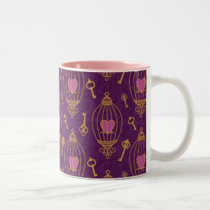 Hearts-keys-pattern Two-Tone Coffee Mug