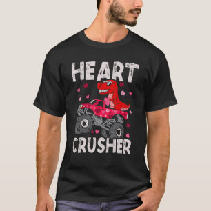 Hearts Kids Dinosaur T Rex Monster Truck Valentine T-Shirt