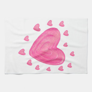 Hearts Kids School Valentines Day Girls Boys Kitchen Towel