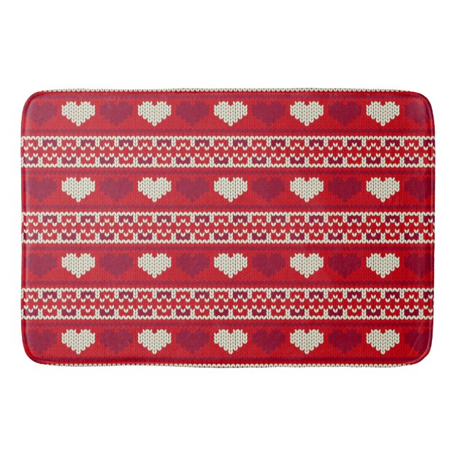 Hearts knitting seamless pattern 1 + your ideas bath mat (Front)