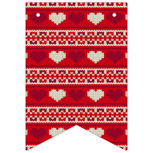 Hearts knitting seamless pattern 1 + your ideas bunting flags