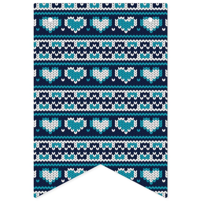 Hearts knitting seamless pattern 2 + your ideas bunting flags (First Flag)