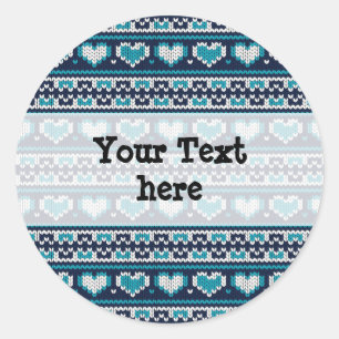 Hearts knitting seamless pattern 2 + your ideas classic round sticker