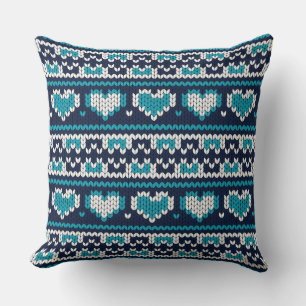 Hearts knitting seamless pattern 2 + your ideas throw pillow