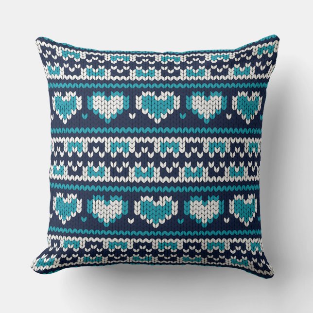 Hearts knitting seamless pattern 2 + your ideas throw pillow (Front)