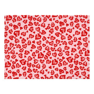 Hearts Leopard Pattern in Red on Blush Photo Print
